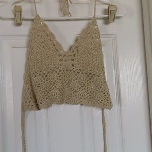 Women Handmade Sexy Crochet Crop Top Knitted